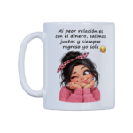 Taza personalizada divertida con frase sobre el dinero